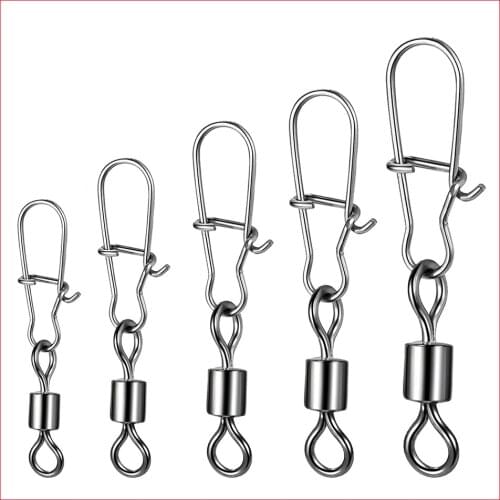 10pcs/lot Stainless Steel Fishing Connector Pin Bearing Rolling Swivel Snap Pins Fishing Tackle Accessories Fishhook Pesca
