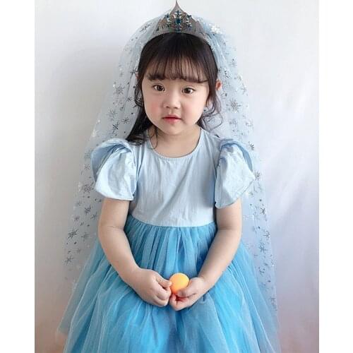 Girls Kids Crown Hair Hoop Children Lace Veils Mantilla Head Covering Princess Head Decorations For Birthday Party performance