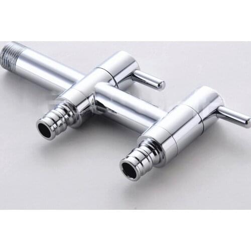 Double Water Outlet Garden Washing Machine Faucet Brass Tap Bathroom Bidet Faucet Polished chrome-plated Fast On Faucets