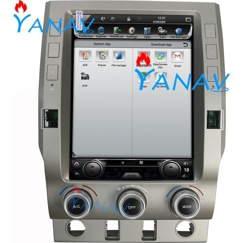 12.1 inch Tesla style Vertical Screen Android QUAD Core PX6 For-Toyota Tundra 2014-2019 GPS navigation DVD player