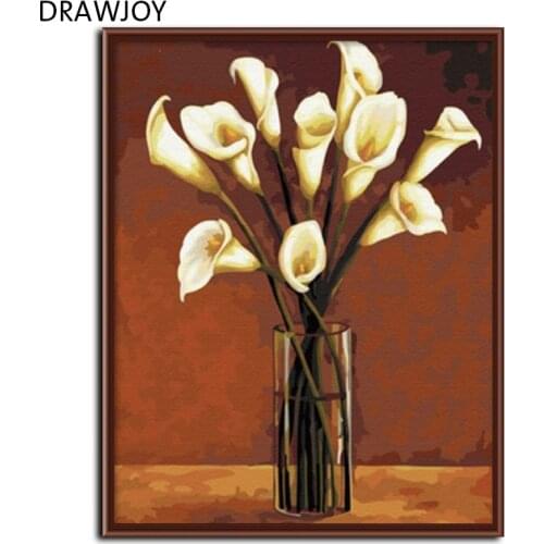 Frameless Pictures Wall Art Painting By Numbers Hand Painted Digital Oil Painting On Canvas Flower Calla G230 40*50cm