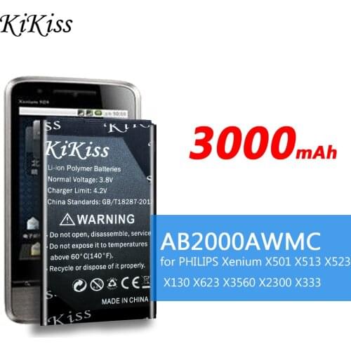 KiKiss Mobile Phone Battery For PHILIPS Xenium X501 X513 X523 X130 X623 X2300 X3560 X333 CTX130 CTX523 CTX513 AB2000AWMC