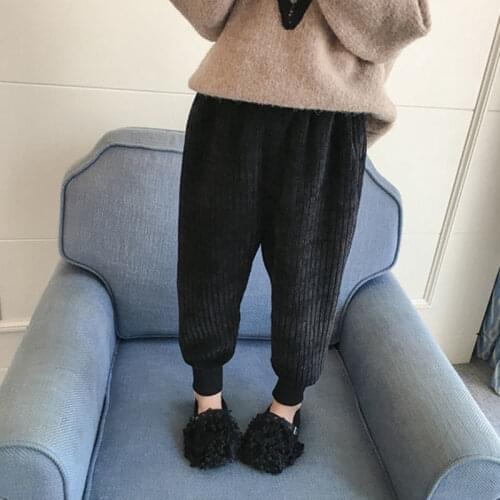 Korean Boys Girls Icing Pants Childrens Plus Velvet Trousers Winter Cotton Pants Children Leggings Kids Tiny Cottons Warm