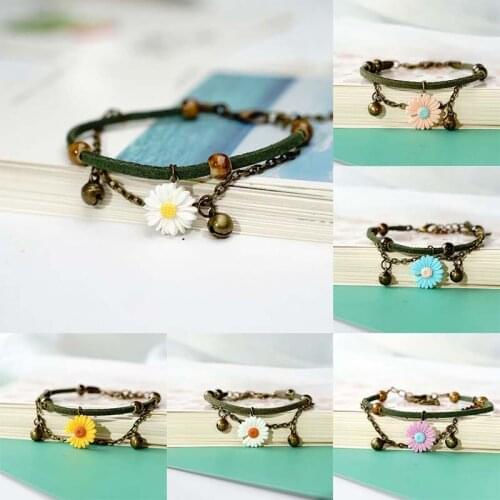 Beautiful Boho Chain Beads Daisy Girls Ceramic Bracelet Anklet Flower Charm Jewellery