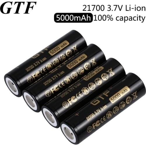 GTF 21700 3.7V 5000mAh real capacity Li-Ion Rechargeable Battery for Flashlight electronic car flat head batteries drop shipping
