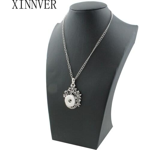 Fashion Xinnver Snap Buttons Jewelry Pendant Necklace With Charm Chain Necklace Fit 18/20mm Snaps Necklace Jewelry Women ZG018