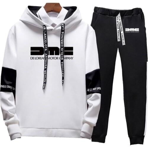 2021 Mens Printed 2-piece Sportswear Hooded Sweatshirt + Pants Pullover Sportswear Suit Classic Dmc Delorean Outdoor Sportswear