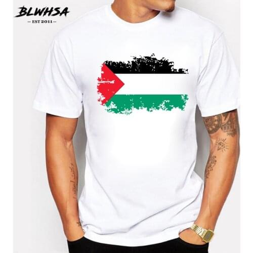 BLWHSA Palestine Flag Men T shirts Fashion Short Sleeve Summer Nostalgia T-shirts Brand Design Fans Cheer Tshirt