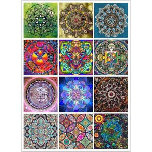 Mandala Diamond Painting Kit - DIY Mandala Full Square Diamond Embroidery Cross Stitch Rhinestone Pattern Needlework mosaic arts