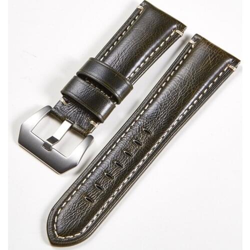 Onthelevel 2020 New Vintage Crackle Textured cow leather Watch Strap 22mm 24mm 26mm Watchband Replacemnet Belt For Panerai #C
