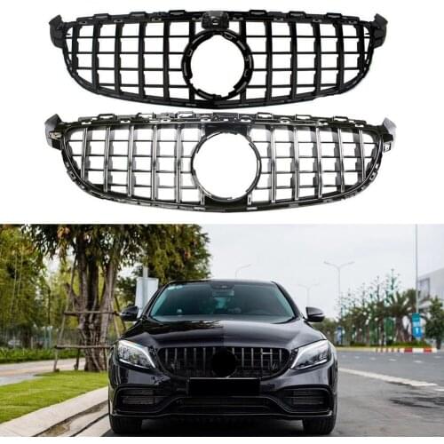 Front Bumper Racing Grill Billet Grille Cover For Mercedes-Benz W205 C-Class C63 AMG 2019 2020 2021