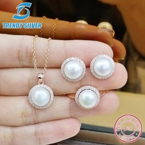Complete pure 925 sterling silver zirconia clear CZ luxury jewelry set ring earrings for woman pendant necklace trendy design