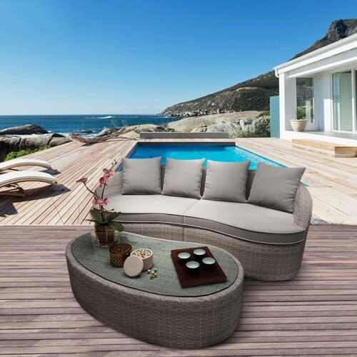 Freeshipping Lounger Outdoor Rattan Sofa Lying Bed Balcony Villa Outdoor PU Rattan Chairs Sets