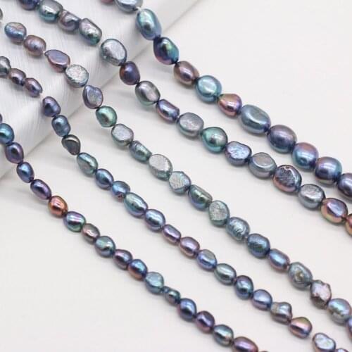 Natural Freshwater Black Pearl Beads Irregural Rice Shape Big Pearl Loose Beads for Jewelry Necklace Accessories Making 5-10mm
