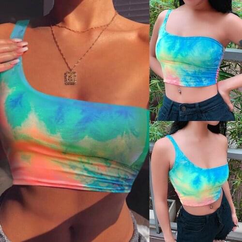 Sexy One-shoulder Sling Yoga Bra Sports Wear For Women Gym Tie-dye Push Up Sports Top Woman Active Wear