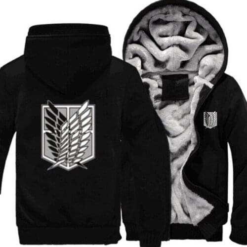 Anime Attack on Titan Cosplay Hoodie Sweatshirt Winter Warm Zipper Jackets Coat Attack of The Titans Clothes Tops For Mens Women