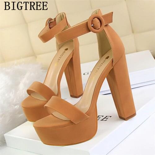 Mary Jane Shoes Thick Heel Platform Sandals Women High Heels Sandals Women Bigtree Shoes 2020 Sexy Sandals Extreme High Heels