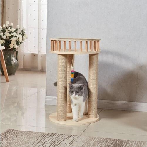 Solid Wood Cat Climbing Frame Paper Tube Sisal Pole Sharpening Claw Cat Nest Easy To Clean Uniform Texture Cat Platform Cat Toy