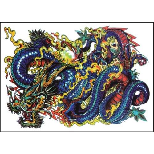 5PCS/lot Temporary Tattoo Sticker Large Fake Shoulder Body Arm Black 21CM Dragon Tattoo Strong Man Fashion