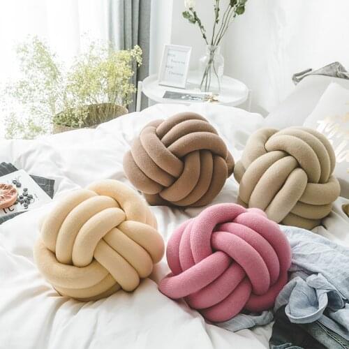 High quality fabric pillow breathable dehumidifying bed wool knitted knot pillow hand-woven Internet celebrity sofa cushion pear