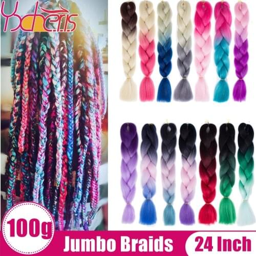 YXHAIR 100g 48 Inch Synthetic Jumbo Box Braids Expression Crochet Hair Extension for Women Pre Stretched Yaki Ombre
