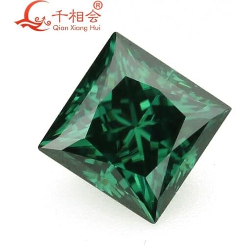 Green color square shape princess cut moissanites loose stone