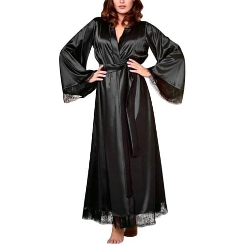 Richkeda Store New 2021 Sexy Nightgown Satin Silk Robes For Woman Lace Bridesmaid Robes Bathrobe Feminino Bath