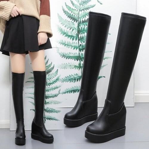 2021 new slim over the knee boots women super high heels platform shoes autumn sexy thigh high boots female Internal increase bo