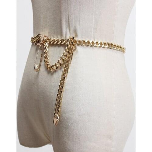 Female Corset Belt Tide 2021 New Metal Pendant Waist Chain Women Casual Elegant Pin Buckle Chain