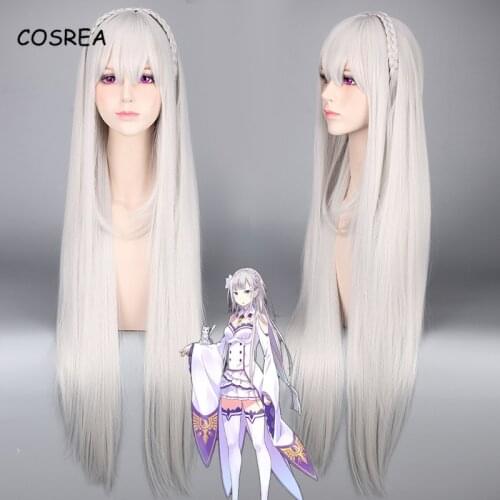 Emilia Dress Re Zero Cosplay Sets Wig Women Cosplay Dress Emilia Cosplay Costume Anime Cosplay Party Halloween Party
