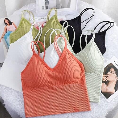 Womens Sexy Seamless Crop Tops Sports Bra Tube Top Camisole With Removable Padded Underwear Female Tank Top