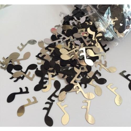 1000 pcs Wedding Table Scatters Confetti Music Notes Lrg Blk Sliver Music Note Confetti