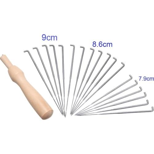 18pcs Felt Tools Starter Kit With Storage Bottle Wood Handles Three Sizes Needles DIY Wool Felting Needles Package