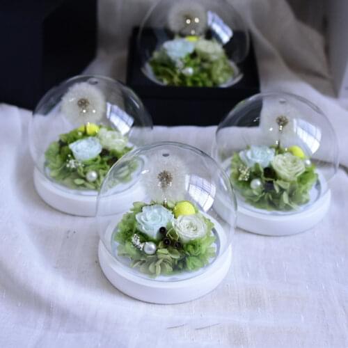 Diameter=13cm New Anti-shedding Round Glass Dome Vase Home Decoration Wood Base Glass Cover Wedding Favor Gift Decoration