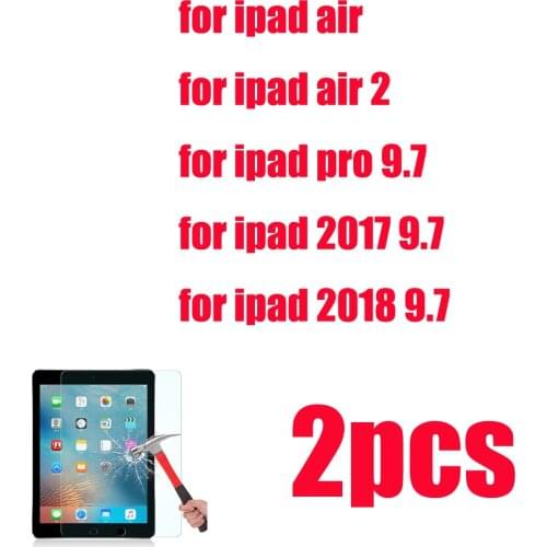 2 packs tempered glass screen protector for iPad air 1 2 2016 6th generation pro 9.7 for new 2107 2018 9.7'' anti explosion film