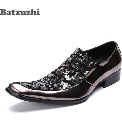 Batzuzhi Italian Type Handmade Men Shoes zapatos de hombre Gentlemen Formal Leather Shoes Men Party and Wedding Shoes Men, US12