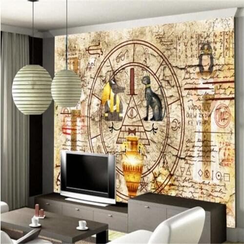 Beibehang Custom non-woven wallpaper retro wall Egyptian mural bedroom living room sofa background wall