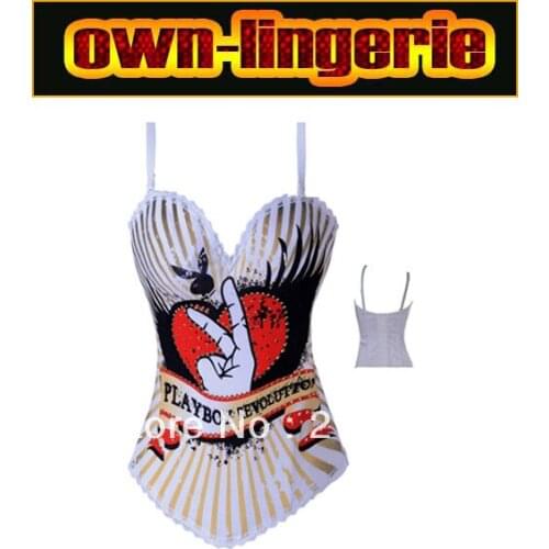 Free Shipping Sexy Overbust Bustiers with StrapsCorsets Print Corsets Plus Size w3256