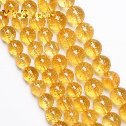 Natural Citrines Yellow Crystal Beads Round Loose Spacer Beads For Jewelry Making DIY Bracelets Accessories 15" 4 6 8 10 12mm