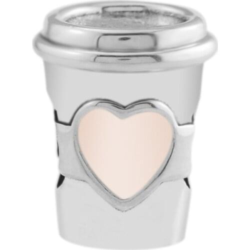 Coffee Cup Drink To Go Charm Sterling Silver Jewelry Making Fits Original 925 Silver Charms Bracelets For Woman