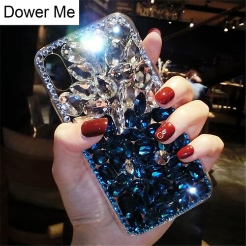 Dower Me Luxury Bling Gradient Color Crystal Diamond Rhinestone Sapphire Case Cover For iPhone XS Max XR X 8 7 6 6S Plus 5 5S SE