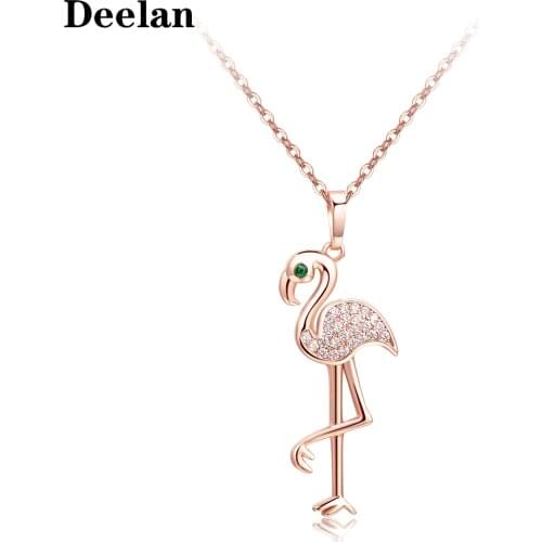 DEEIAN Necklace Of Charm For Women Flamingo Crystal Pendant Jewelry Making Girl Best Friend Necklaces Jewellery Accessories