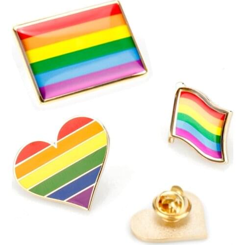 Rainbow Heart Enamel pins LGBT Pin Women Men Trendy Jewelry Alloy Brooch Collar Denim Hat Badge Brooches Gift