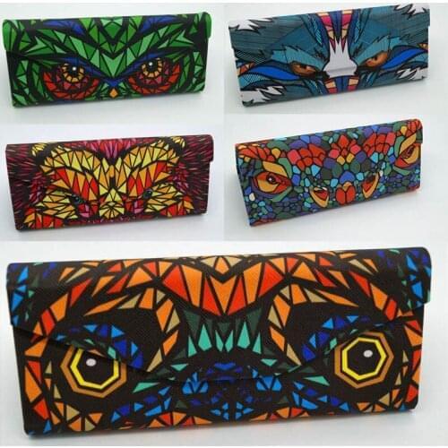 Q Eyeglasses Box Cartoon Animal Glasses Case Glasses Protective PU Leather Triangles Foldable Sunglasses Accessories Portable