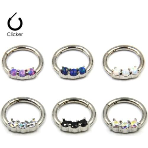 6pieces Hinged Nose Ring Septum Clicker Lip Stud Labret Piercing Jewelry Earring Tragus Cartilage Ear Helix 16g