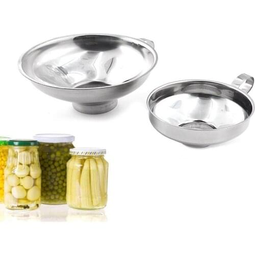 Canning Funnel Stainless Steel Wide Mouth Funnel Hopper Filter Leak Wide-mouth Can for Oil Wine Kitchen Cooking Tools