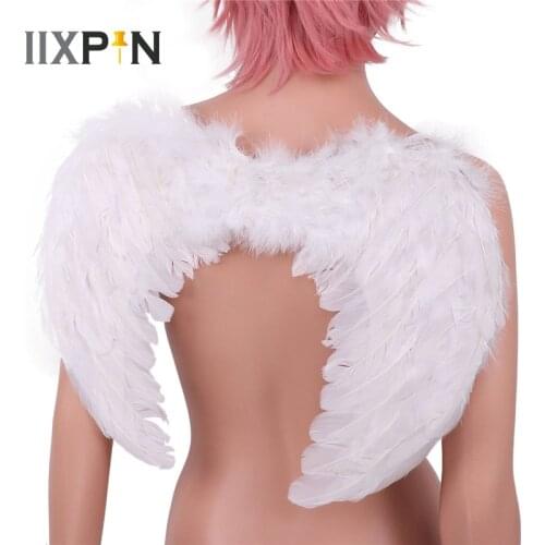 IIXPIN White Feather Angel Wings Dance Party Cosplay Costumes Fancy Dress Masquerade Carnival Party Photo Photography Props Wing
