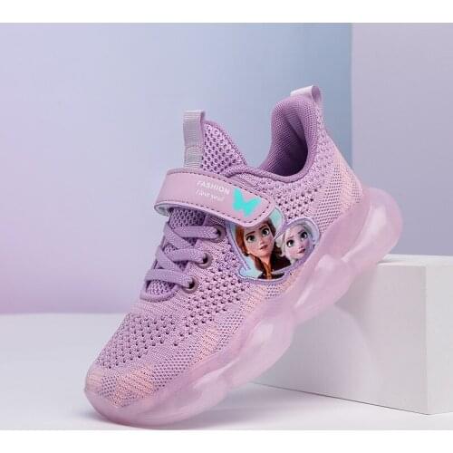 Summer Breathable Net Shoes For Girls Kids Cartoon Princess Girls Sneakers Outdoor Soft Sole Antiskid Running Casual Shoes