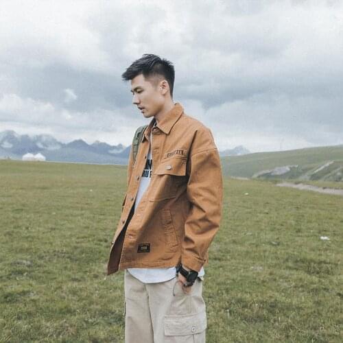 Fashion Jacket Men Cotton Casual Jacket Autumn Large Japanese Vintage Tops Work Clothes Mens Embroidery Lapel Coats Jackets 5xl