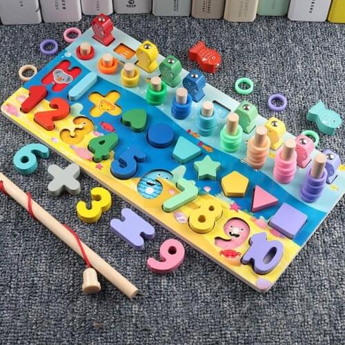 5 In 1 Logarithmic Board Montessori Eduactional Toys Children Multi-function Infant Early Learning Math Block Wooden Kids Toys